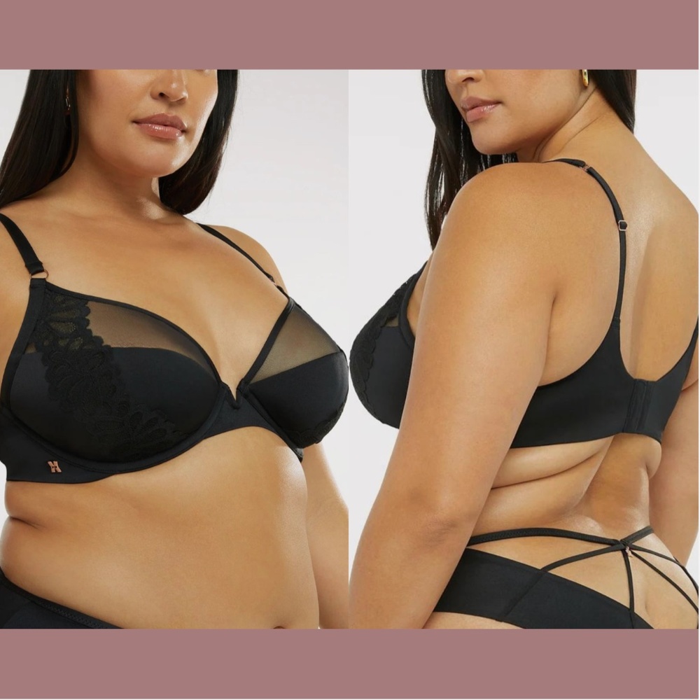 NWT $65 Savage X Fenty [ 38H ] Savage Not‎ Sorry Half Cup Bra w/ Lace Black
